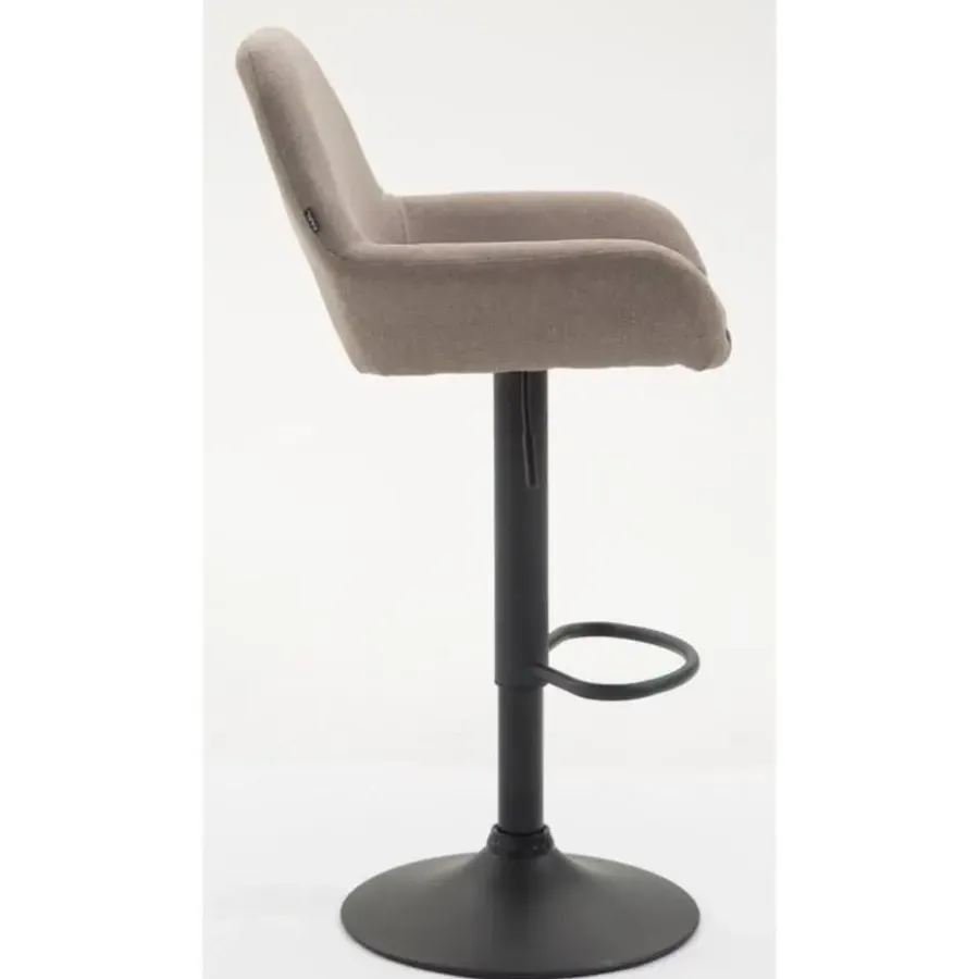 Barkrukken-CLP Set van 2 Barkruk Braga zwart Frame - Stof - taupe