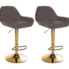 Barkrukken-CLP Set van 2 Barkruk Braga goud Frame - Stof - bruin