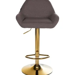 Barkrukken-CLP Set van 2 Barkruk Braga goud Frame - Stof - bruin