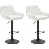 CLP Set van 2 Barkruk Braga zwart Frame - Kunstleer (PVC) - wit