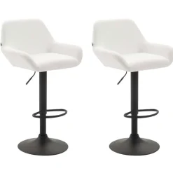 CLP Set van 2 Barkruk Braga zwart Frame - Kunstleer (PVC) - wit