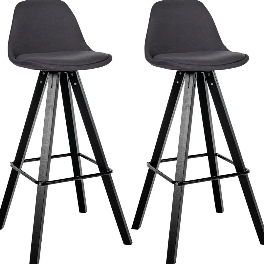 CLP Set van 2 Barkruk Corbin zwart Frame - Stof - donkergrijs