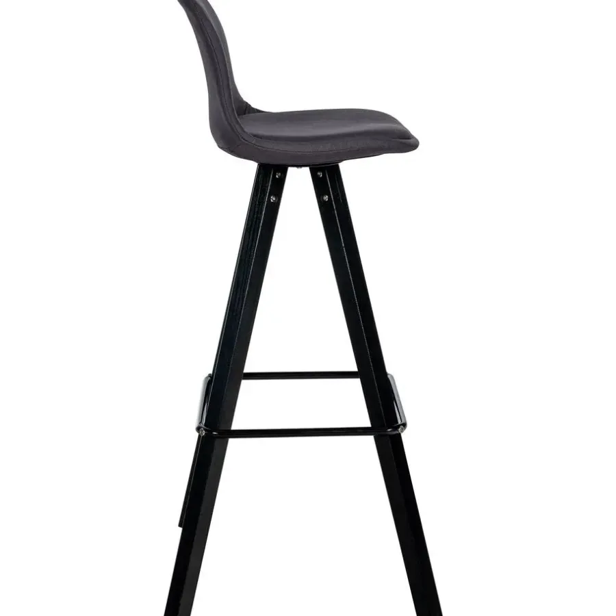 CLP Set van 2 Barkruk Corbin zwart Frame - Stof - donkergrijs