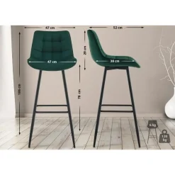 Barkrukken-CLP Set van 2 Barkruk Dartford mat zwart Frame - Fluweel - groen