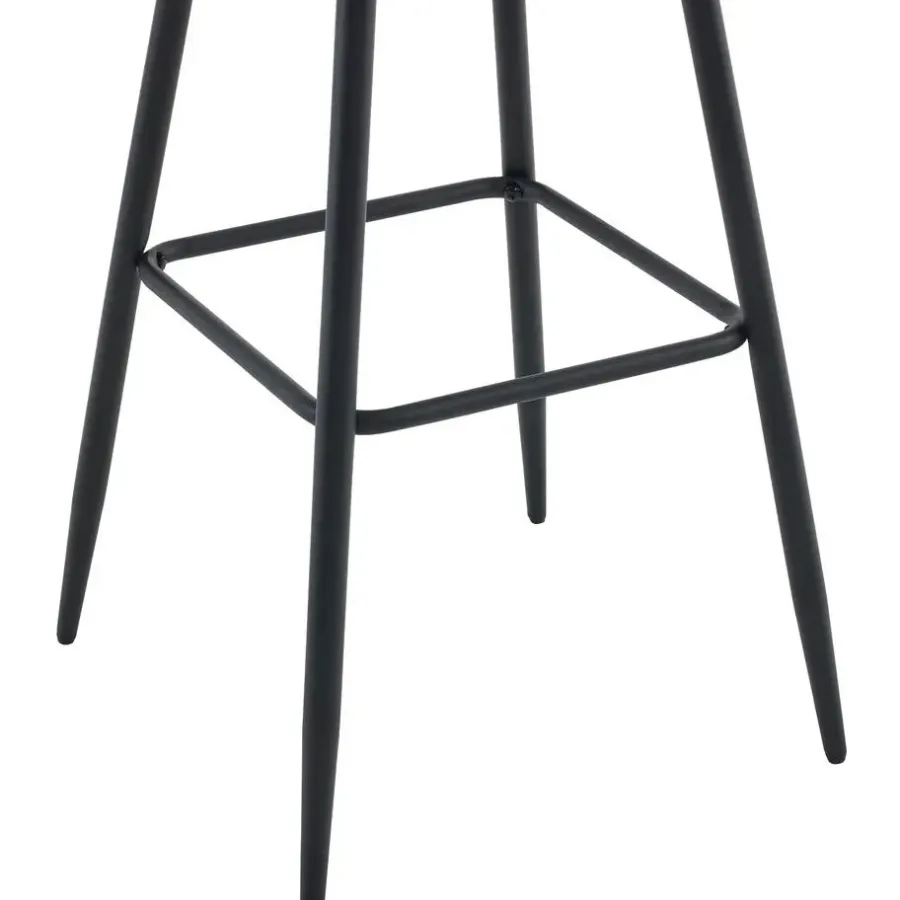 CLP Set van 2 Barkruk Dartford mat zwart Frame - Fluweel - donkergrijs