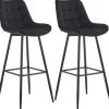 Barkrukken-CLP Set van 2 Barkruk Dartford mat zwart Frame - Fluweel - zwart