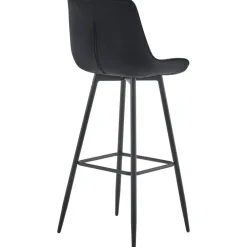 Barkrukken-CLP Set van 2 Barkruk Dartford mat zwart Frame - Fluweel - zwart