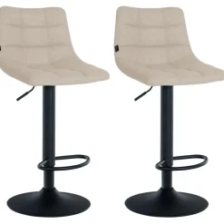 Barkrukken-CLP Set van 2 Barkruk Jerry zwart Frame - Stof - creme