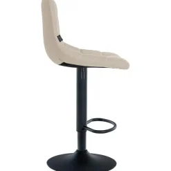 Barkrukken-CLP Set van 2 Barkruk Jerry zwart Frame - Stof - creme