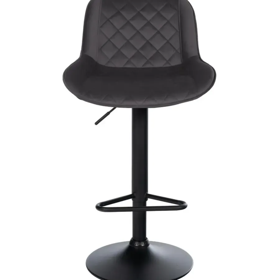 Barkrukken-CLP Set van 2 Barkruk Kasson zwart Frame - Fluweel - zwart