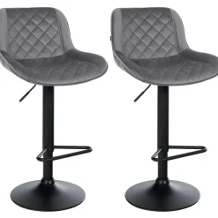 CLP Set van 2 Barkruk Kasson zwart Frame - Fluweel - donkergrijs
