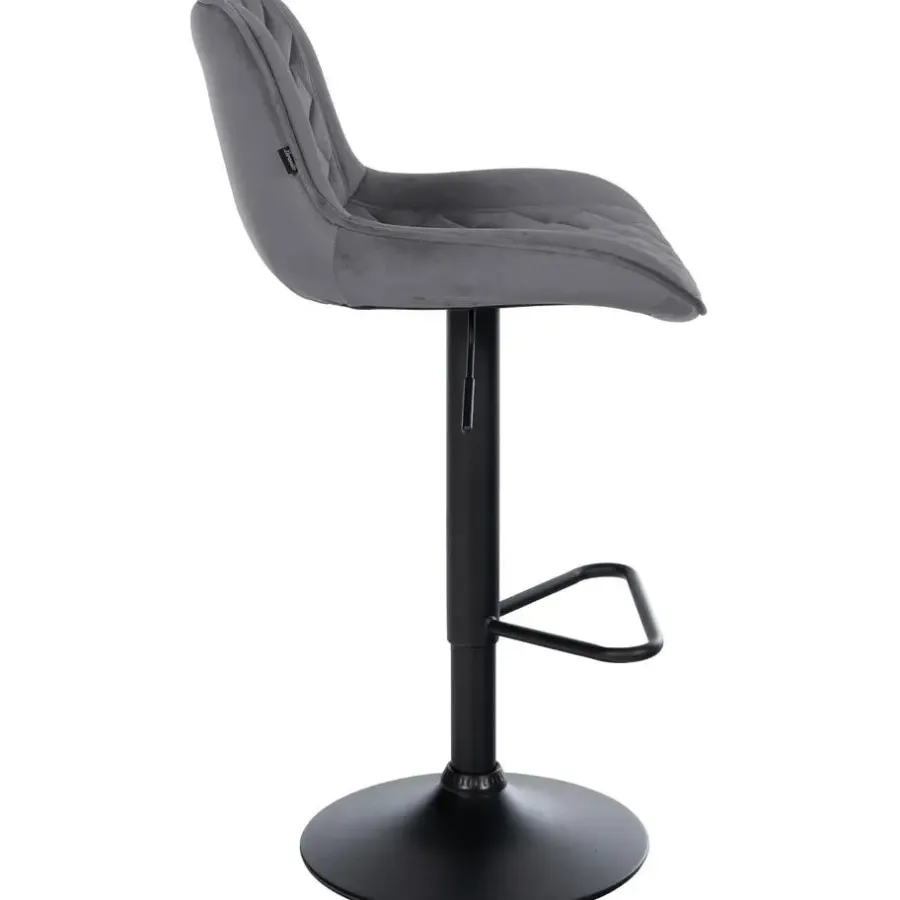 CLP Set van 2 Barkruk Kasson zwart Frame - Fluweel - donkergrijs