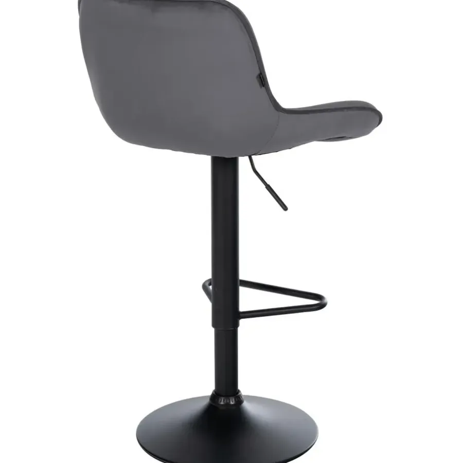 CLP Set van 2 Barkruk Kasson zwart Frame - Fluweel - donkergrijs