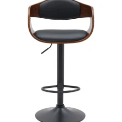 CLP Set van 2 Barkruk Kingston mat zwart Frame - Kunstleer - walnoot/zwart