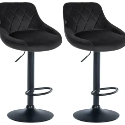 Barkrukken-CLP Set van 2 Barkruk Lazio zwart Frame - Fluweel - zwart