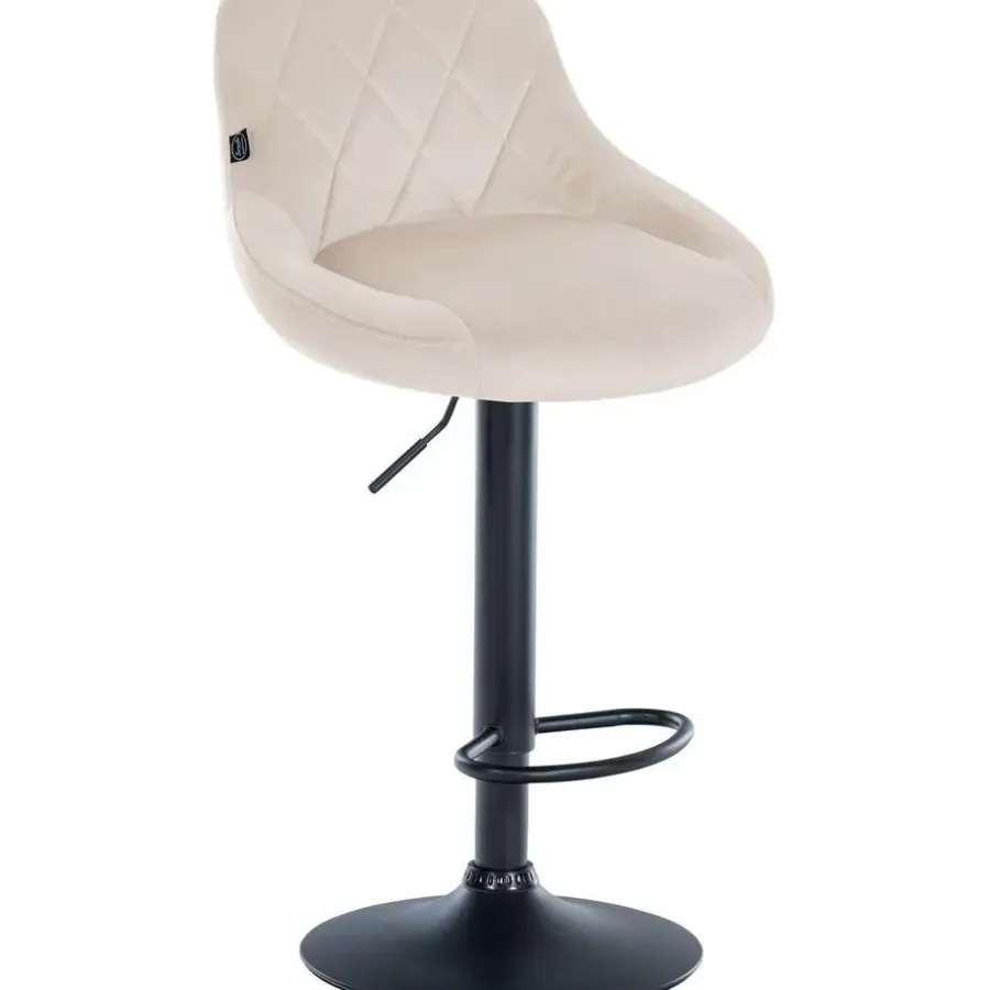 Barkrukken-CLP Set van 2 Barkruk Lazio zwart Frame - Fluweel - creme
