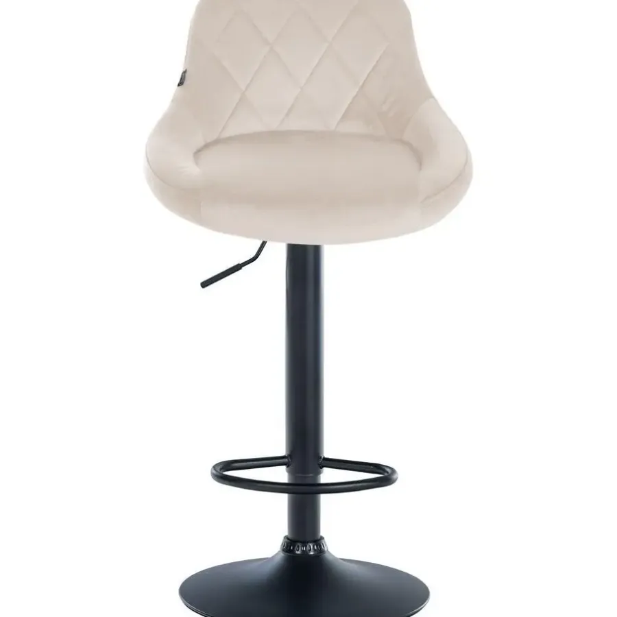 Barkrukken-CLP Set van 2 Barkruk Lazio zwart Frame - Fluweel - creme
