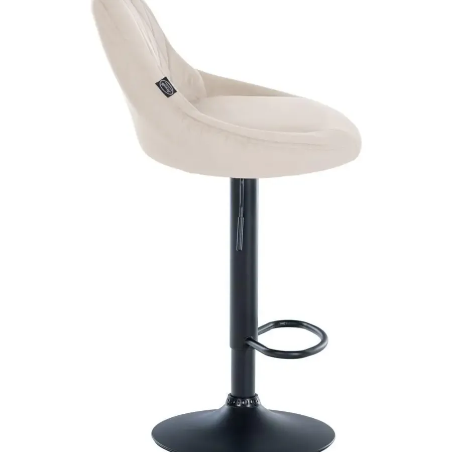 Barkrukken-CLP Set van 2 Barkruk Lazio zwart Frame - Fluweel - creme