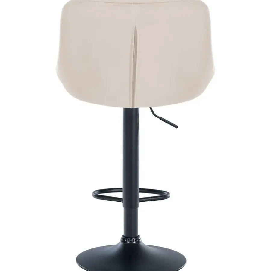 Barkrukken-CLP Set van 2 Barkruk Lazio zwart Frame - Fluweel - creme