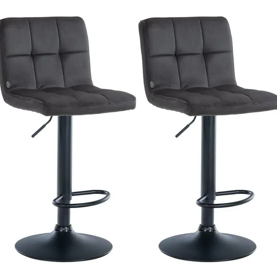 CLP Set van 2 Barkruk Peru zwart Frame - Fluweel - zwart