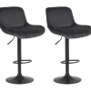 CLP Set van 2 Barkruk Solon mat zwart Frame - Fluweel - zwart
