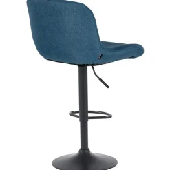 Barkrukken-CLP Set van 2 Barkruk Solon mat zwart Frame - Stof - blauw