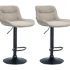 Barkrukken-CLP Set van 2 Barkruk Vonore zwart Frame - Stof - taupe