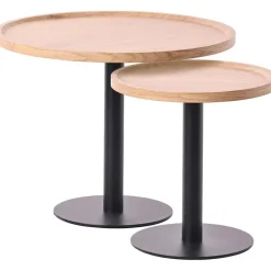 Bijzettafels-CLP Set van 2 Bijzettafel Aspen mat zwart Frame - Hout - natura