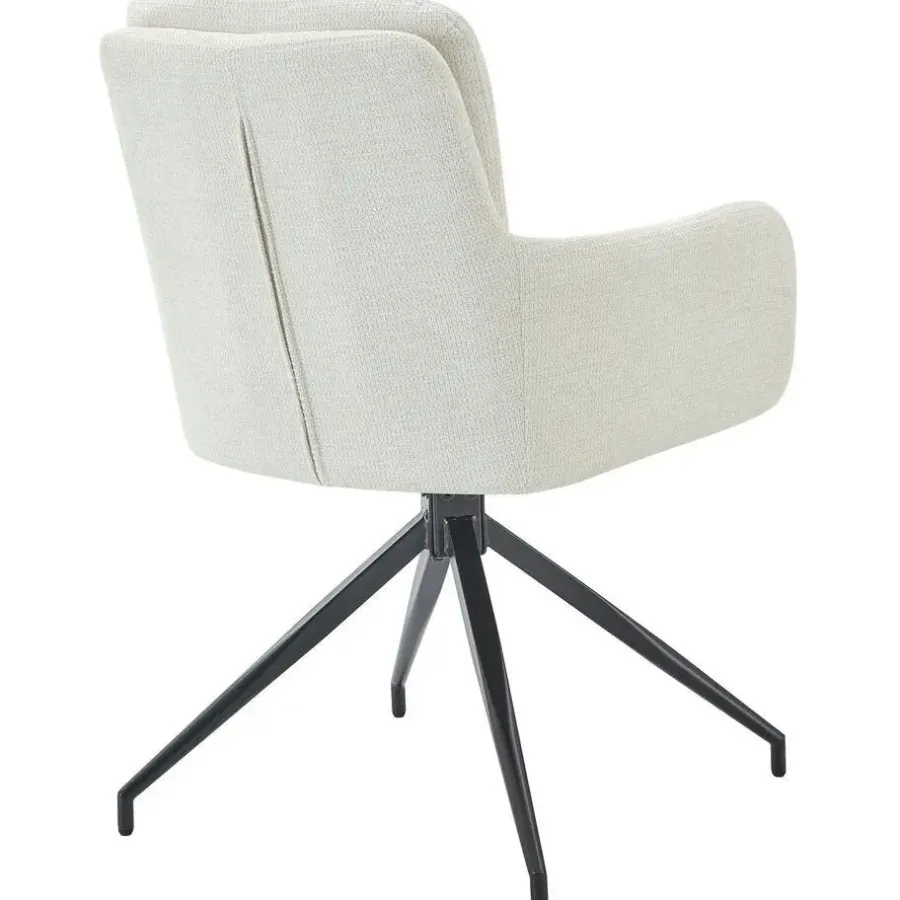 CLP Set van 2 Eetkamerstoel Pickett mat zwart Frame - Stof - creme