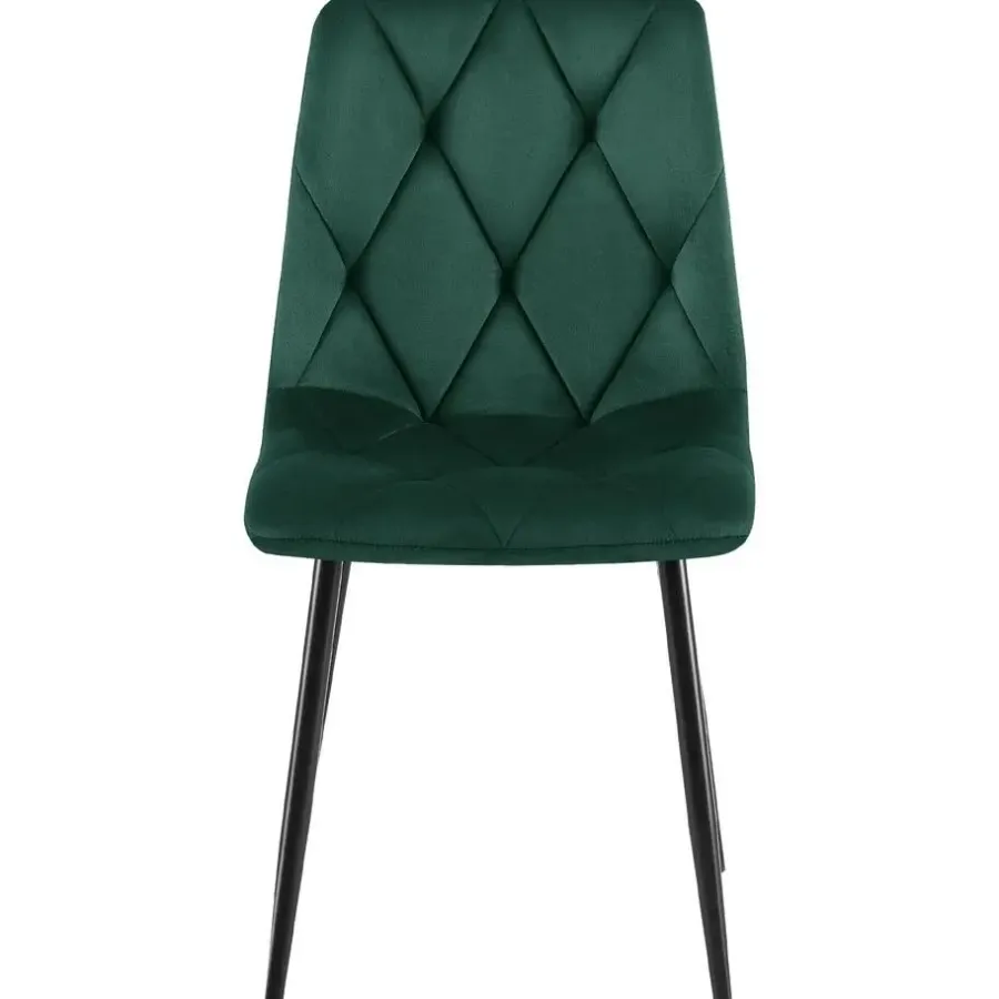CLP Set van 2 Eetkamerstoel Clairton zwart Frame - Fluweel - groen