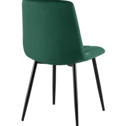 CLP Set van 2 Eetkamerstoel Clairton zwart Frame - Fluweel - groen
