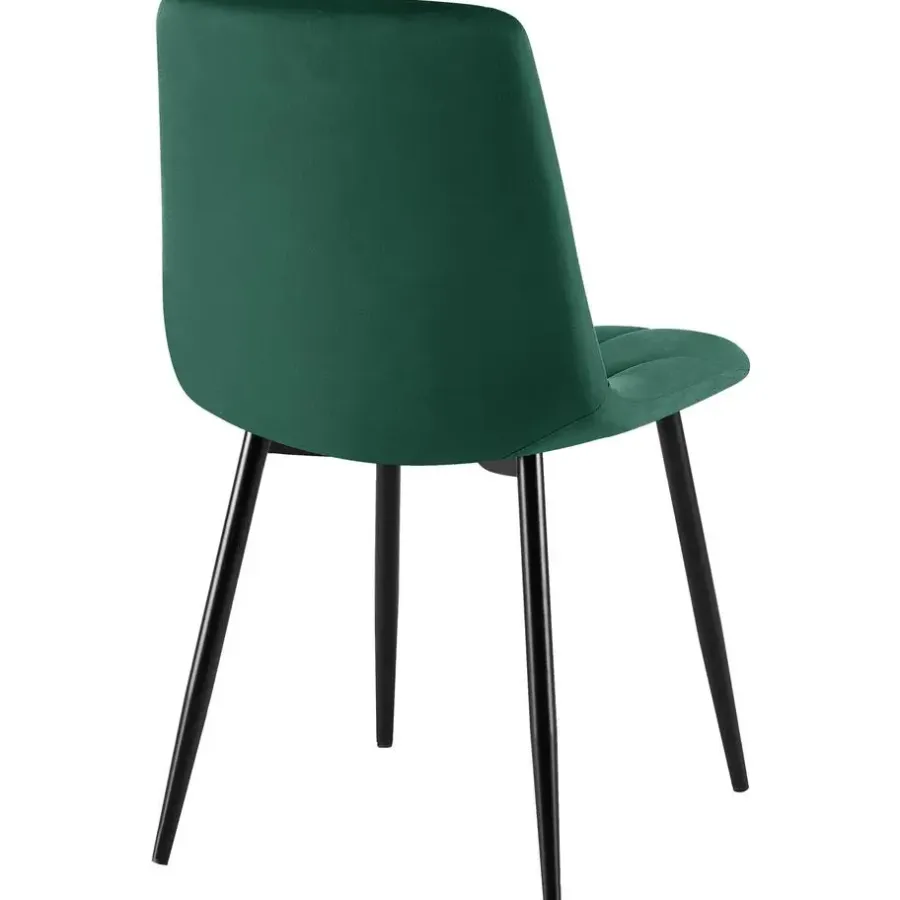 CLP Set van 2 Eetkamerstoel Clairton zwart Frame - Fluweel - groen