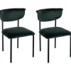 Eetkamerstoelen-CLP Set van 2 Eetkamerstoel Gambell Fluweel - donkergroen