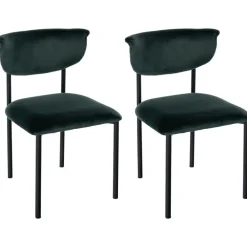 Eetkamerstoelen-CLP Set van 2 Eetkamerstoel Gambell Fluweel - donkergroen
