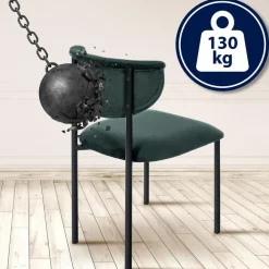 Eetkamerstoelen-CLP Set van 2 Eetkamerstoel Gambell Fluweel - donkergroen
