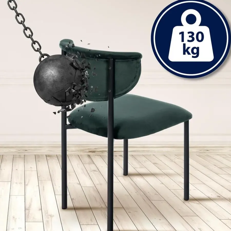 Eetkamerstoelen-CLP Set van 2 Eetkamerstoel Gambell Fluweel - donkergroen