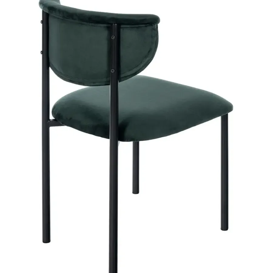 Eetkamerstoelen-CLP Set van 2 Eetkamerstoel Gambell Fluweel - donkergroen