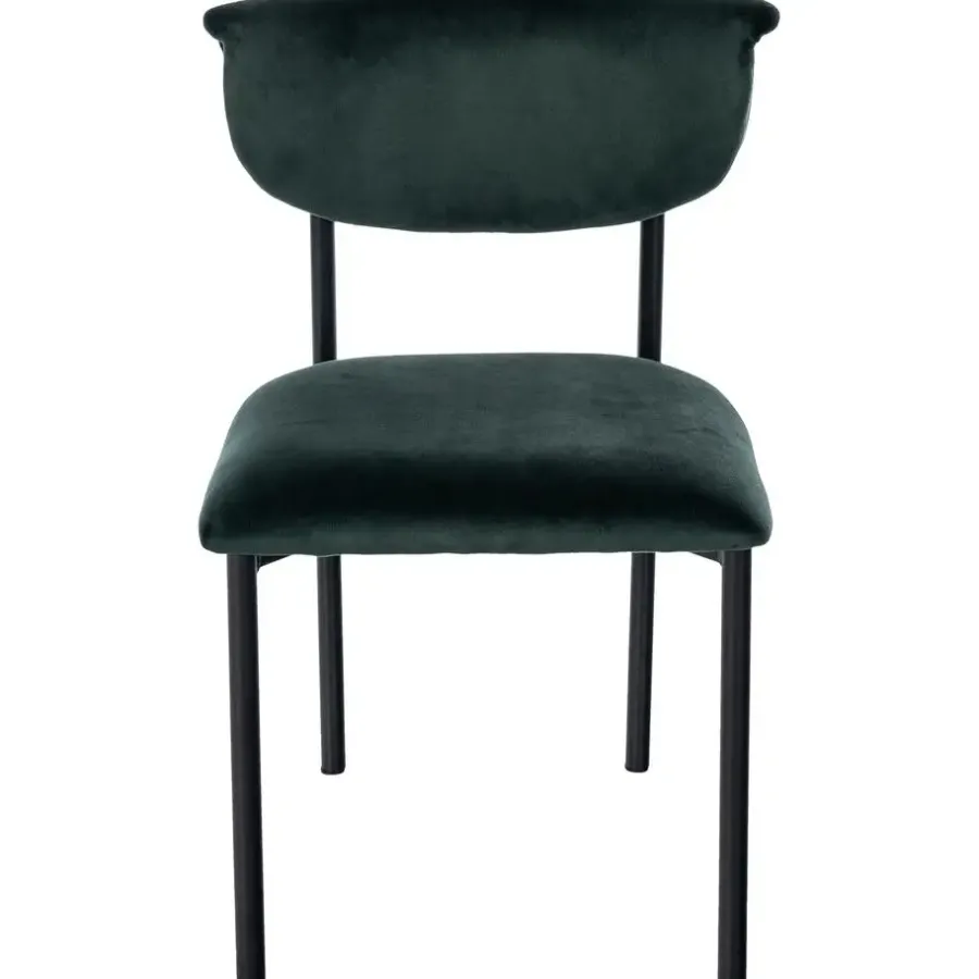 Eetkamerstoelen-CLP Set van 2 Eetkamerstoel Gambell Fluweel - donkergroen