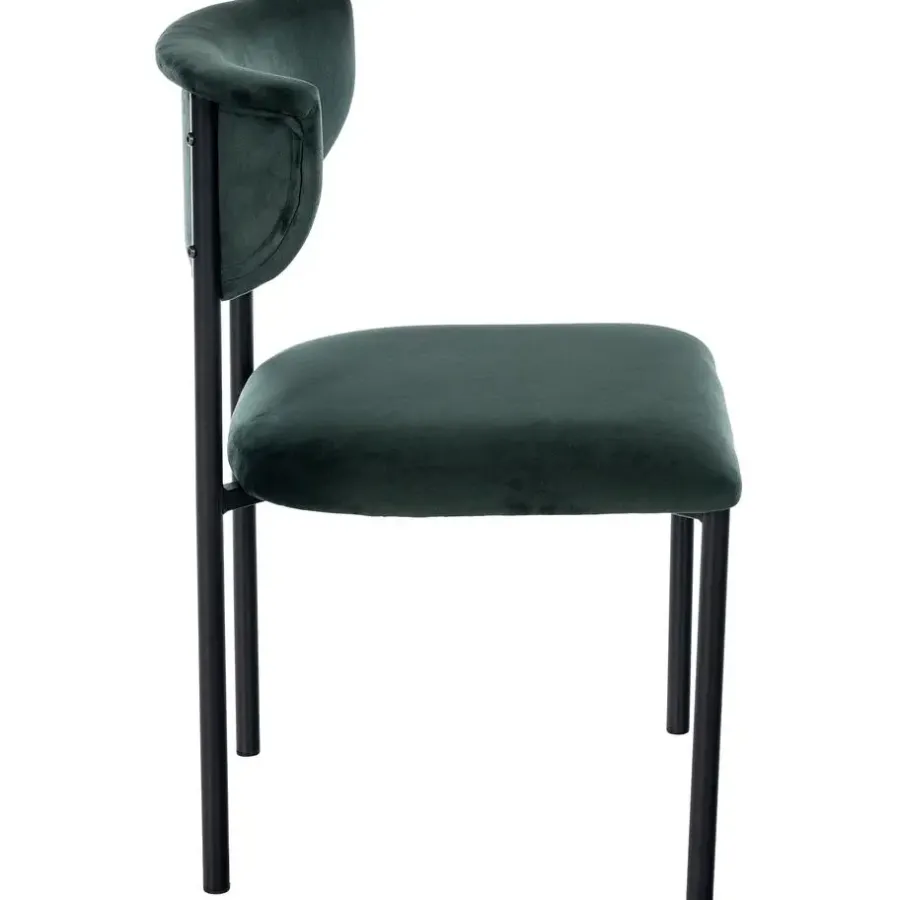 Eetkamerstoelen-CLP Set van 2 Eetkamerstoel Gambell Fluweel - donkergroen