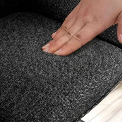 Eetkamerstoelen-CLP Set van 2 Eetkamerstoel Tipton zwart Frame - Stof - donkergrijs