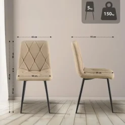 CLP Set van 2 Eetkamerstoel Clairton zwart Frame - Stof - taupe