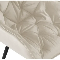 Eetkamerstoelen-CLP Set van 4 Eetkamerstoel Tanna zwart Frame - Fluweel - creme