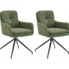 CLP Set van 2 Eetkamerstoel Pickett mat zwart Frame - Stof - groen