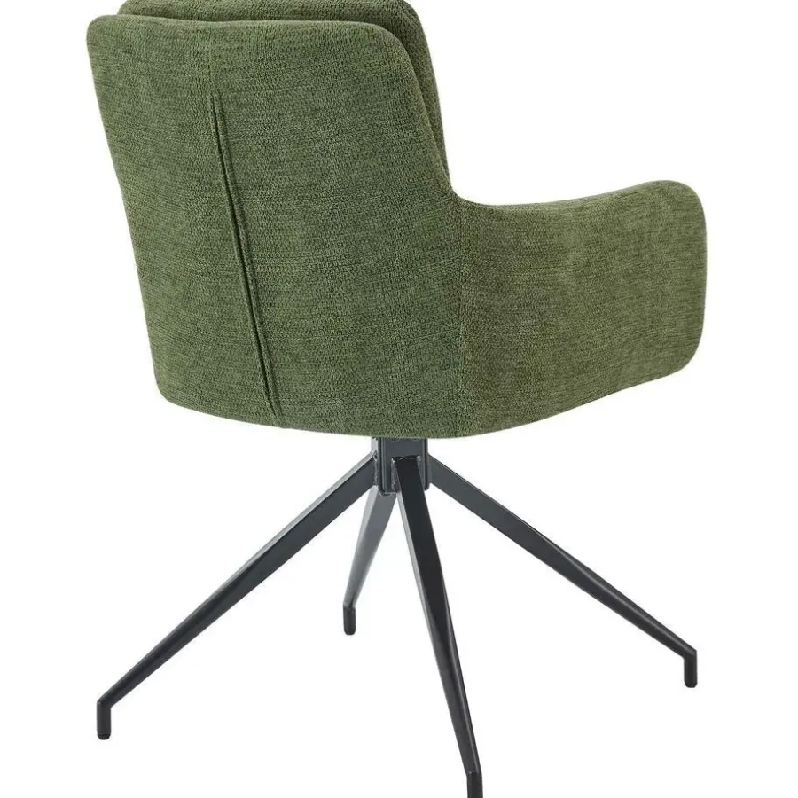 CLP Set van 2 Eetkamerstoel Pickett mat zwart Frame - Stof - groen