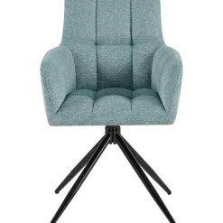 Eetkamerstoelen-CLP Set van 2 Eetkamerstoel Jonah zwart Frame - Stof - turkis