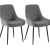 Eetkamerstoelen-CLP Set van 2 Eetkamerstoel Elmira zwart Frame - Fluweel - donkergrijs