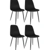 Eetkamerstoelen-CLP Set van 4 Eetkamerstoel Maryam zwart Frame - Fluweel - zwart