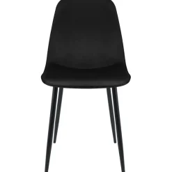 Eetkamerstoelen-CLP Set van 4 Eetkamerstoel Maryam zwart Frame - Fluweel - zwart
