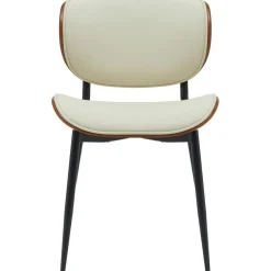 Eetkamerstoelen-CLP Set van 2 Eetkamerstoel Enid Kunstleer - walnoot/creme