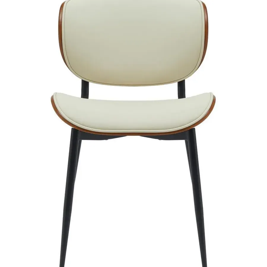 Eetkamerstoelen-CLP Set van 2 Eetkamerstoel Enid Kunstleer - walnoot/creme